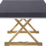 Excel 84" - 123.5" Lacquer Finish Top And Stainless Steel Base 2 Leaf Extendable Dining Table