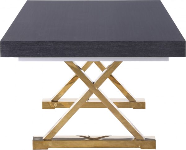 Excel 84" - 123.5" Lacquer Finish Top And Stainless Steel Base 2 Leaf Extendable Dining Table