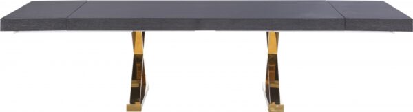 Excel 84" - 123.5" Lacquer Finish Top And Stainless Steel Base 2 Leaf Extendable Dining Table
