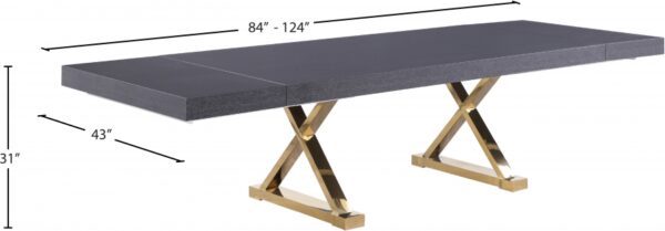 Excel 84" - 123.5" Lacquer Finish Top And Stainless Steel Base 2 Leaf Extendable Dining Table