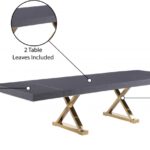 Excel 84" - 123.5" Lacquer Finish Top And Stainless Steel Base 2 Leaf Extendable Dining Table