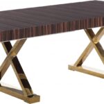 Excel 84" - 123.5" Lacquer Finish Top And Stainless Steel Base 2 Leaf Extendable Dining Table