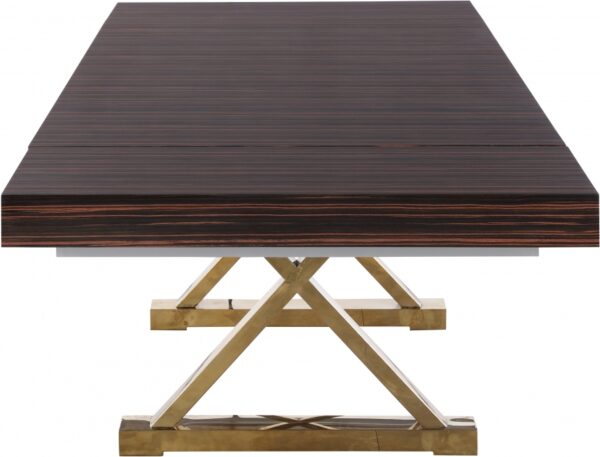 Excel 84" - 123.5" Lacquer Finish Top And Stainless Steel Base 2 Leaf Extendable Dining Table