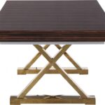 Excel 84" - 123.5" Lacquer Finish Top And Stainless Steel Base 2 Leaf Extendable Dining Table