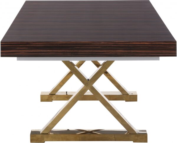 Excel 84" - 123.5" Lacquer Finish Top And Stainless Steel Base 2 Leaf Extendable Dining Table
