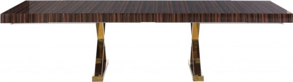 Excel 84" - 123.5" Lacquer Finish Top And Stainless Steel Base 2 Leaf Extendable Dining Table