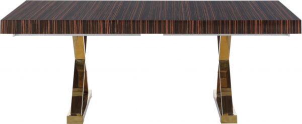 Excel 84" - 123.5" Lacquer Finish Top And Stainless Steel Base 2 Leaf Extendable Dining Table