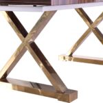 Excel 84" - 123.5" Lacquer Finish Top And Stainless Steel Base 2 Leaf Extendable Dining Table