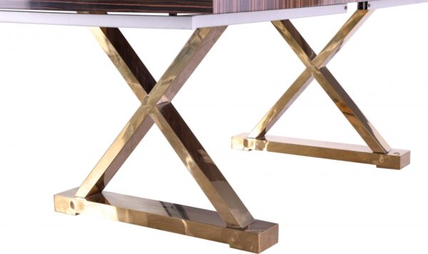 Excel 84" - 123.5" Lacquer Finish Top And Stainless Steel Base 2 Leaf Extendable Dining Table