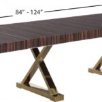 Excel 84" - 123.5" Lacquer Finish Top And Stainless Steel Base 2 Leaf Extendable Dining Table