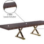 Excel 84" - 123.5" Lacquer Finish Top And Stainless Steel Base 2 Leaf Extendable Dining Table
