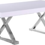 Excel 84" - 123.5" Lacquer Finish Top And Stainless Steel Base 2 Leaf Extendable Dining Table