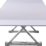 Excel 84" - 123.5" Lacquer Finish Top And Stainless Steel Base 2 Leaf Extendable Dining Table