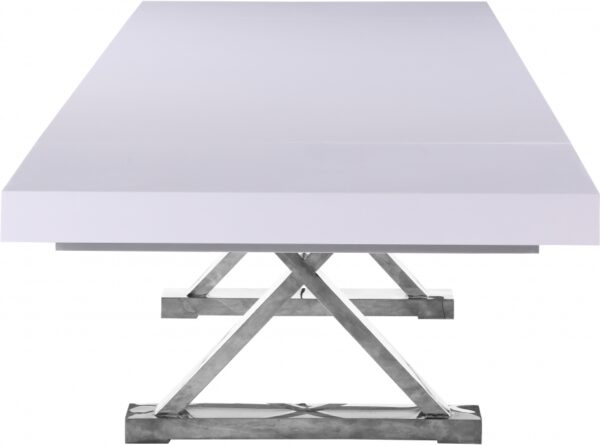Excel 84" - 123.5" Lacquer Finish Top And Stainless Steel Base 2 Leaf Extendable Dining Table
