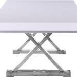 Excel 84" - 123.5" Lacquer Finish Top And Stainless Steel Base 2 Leaf Extendable Dining Table