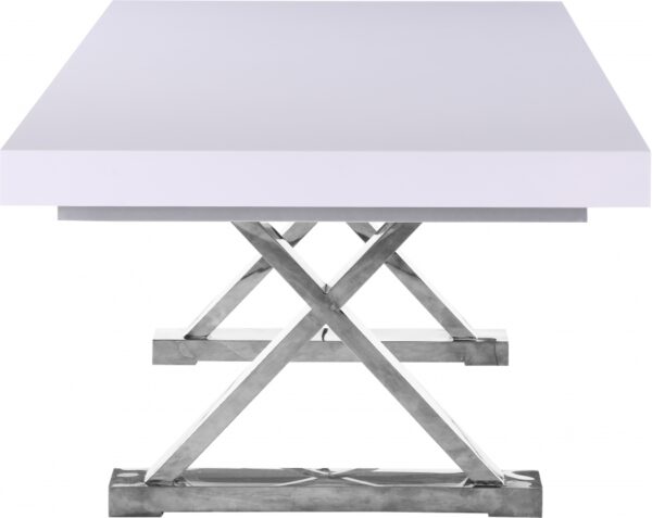 Excel 84" - 123.5" Lacquer Finish Top And Stainless Steel Base 2 Leaf Extendable Dining Table