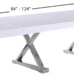 Excel 84" - 123.5" Lacquer Finish Top And Stainless Steel Base 2 Leaf Extendable Dining Table
