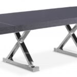 Excel 84" - 123.5" Lacquer Finish Top And Stainless Steel Base 2 Leaf Extendable Dining Table