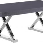 Excel 84" - 123.5" Lacquer Finish Top And Stainless Steel Base 2 Leaf Extendable Dining Table