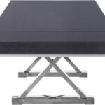 Excel 84" - 123.5" Lacquer Finish Top And Stainless Steel Base 2 Leaf Extendable Dining Table