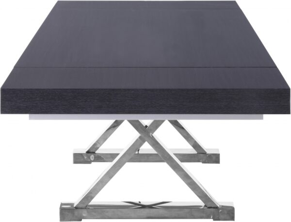 Excel 84" - 123.5" Lacquer Finish Top And Stainless Steel Base 2 Leaf Extendable Dining Table