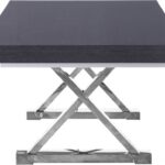 Excel 84" - 123.5" Lacquer Finish Top And Stainless Steel Base 2 Leaf Extendable Dining Table