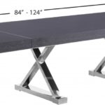 Excel 84" - 123.5" Lacquer Finish Top And Stainless Steel Base 2 Leaf Extendable Dining Table