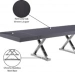 Excel 84" - 123.5" Lacquer Finish Top And Stainless Steel Base 2 Leaf Extendable Dining Table