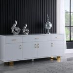 Excel Lacquer Finish And Stainless Steel Sideboard / Buffet