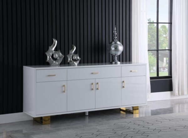 Excel Lacquer Finish And Stainless Steel Sideboard / Buffet