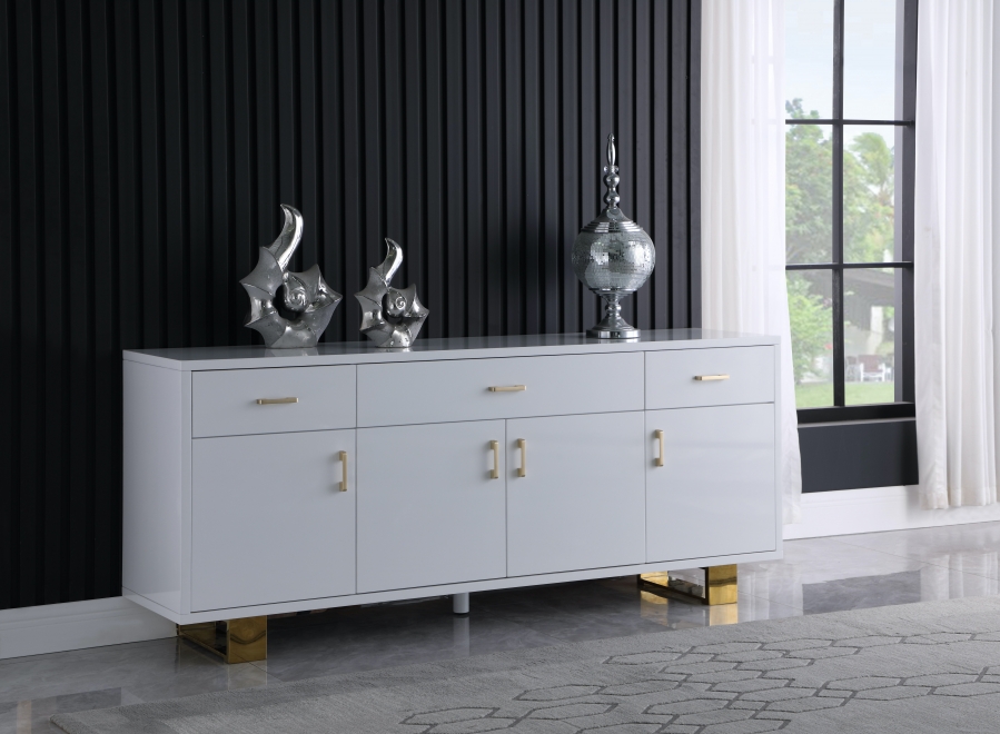 Excel Lacquer Finish And Stainless Steel Sideboard / Buffet