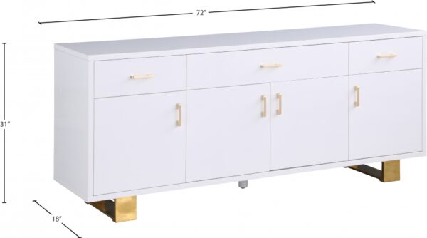 Excel Lacquer Finish And Stainless Steel Sideboard / Buffet