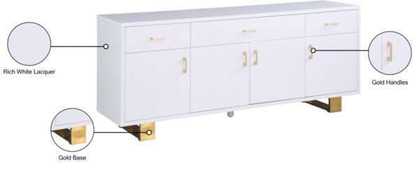Excel Lacquer Finish And Stainless Steel Sideboard / Buffet