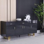 Excel Lacquer Finish And Stainless Steel Sideboard / Buffet