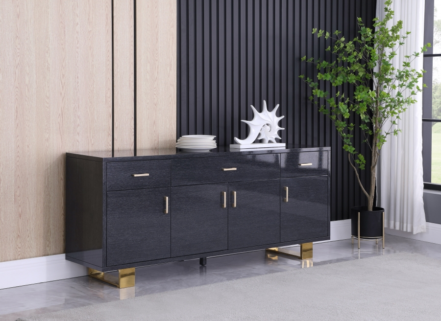 Excel Lacquer Finish And Stainless Steel Sideboard / Buffet