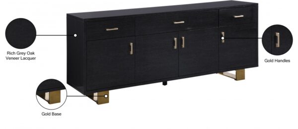Excel Lacquer Finish And Stainless Steel Sideboard / Buffet