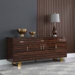 Excel Zebra Wood Veneer And Stainless Steel Sideboard / Buffet