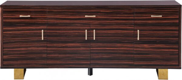 Excel Zebra Wood Veneer And Stainless Steel Sideboard / Buffet