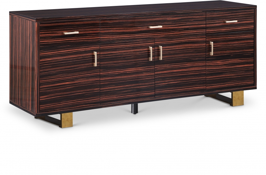 Excel Zebra Wood Veneer And Stainless Steel Sideboard / Buffet