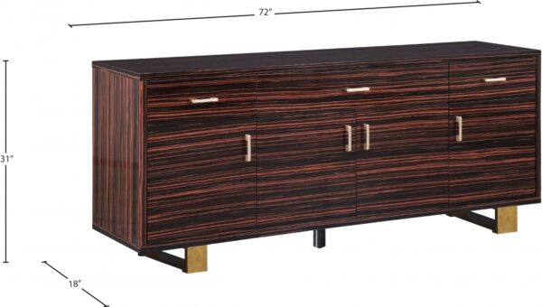 Excel Zebra Wood Veneer And Stainless Steel Sideboard / Buffet