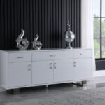 Excel Lacquer Finish And Stainless Steel Sideboard / Buffet