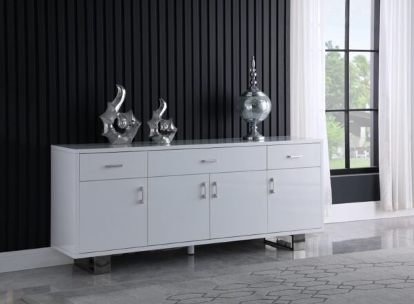 Excel Lacquer Finish And Stainless Steel Sideboard / Buffet