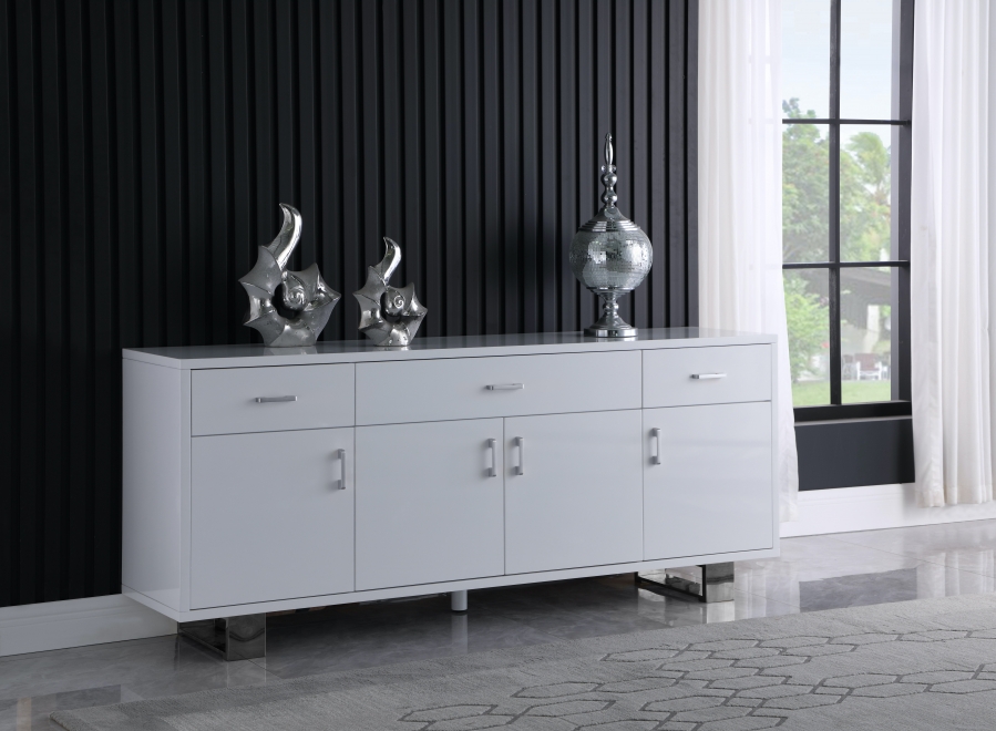 Excel Lacquer Finish And Stainless Steel Sideboard / Buffet