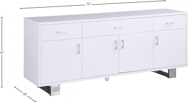 Excel Lacquer Finish And Stainless Steel Sideboard / Buffet