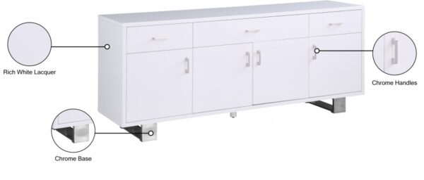 Excel Lacquer Finish And Stainless Steel Sideboard / Buffet