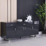 Excel Lacquer Finish And Stainless Steel Sideboard / Buffet