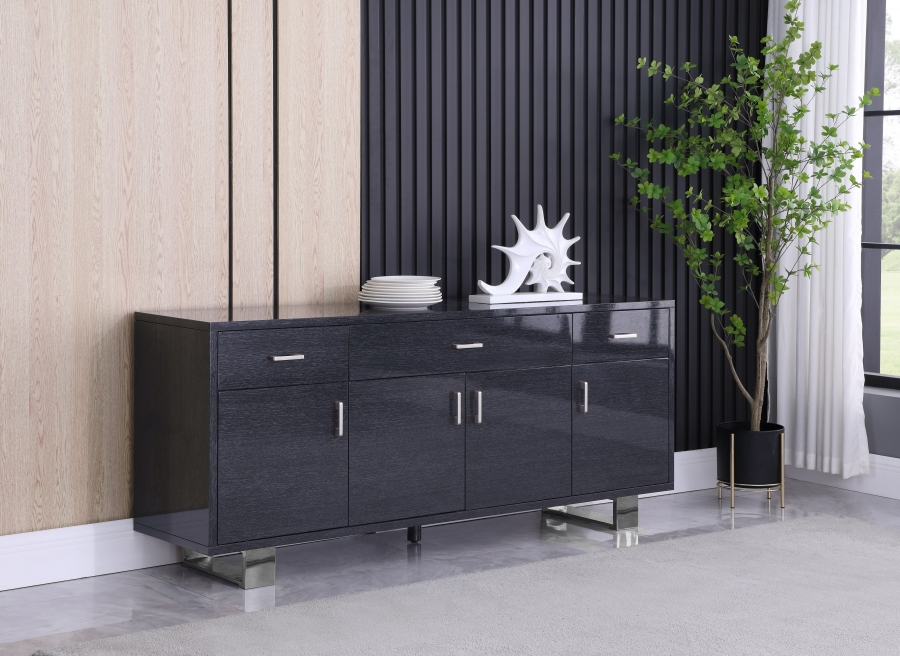 Excel Lacquer Finish And Stainless Steel Sideboard / Buffet