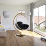 Luna Acrylic And Fabric Upholstered Swing Bubble Accent Chair