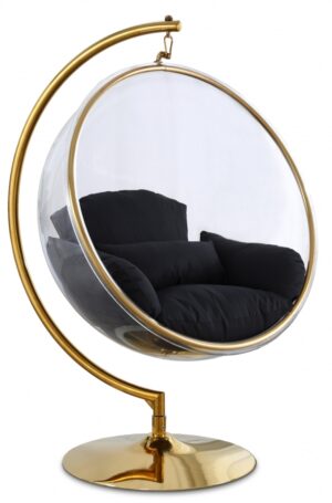 Luna Acrylic And Fabric Upholstered Swing Bubble Accent Chair