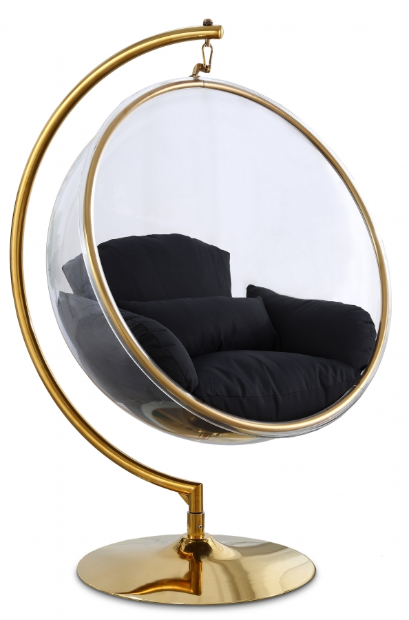 Luna Acrylic And Fabric Upholstered Swing Bubble Accent Chair